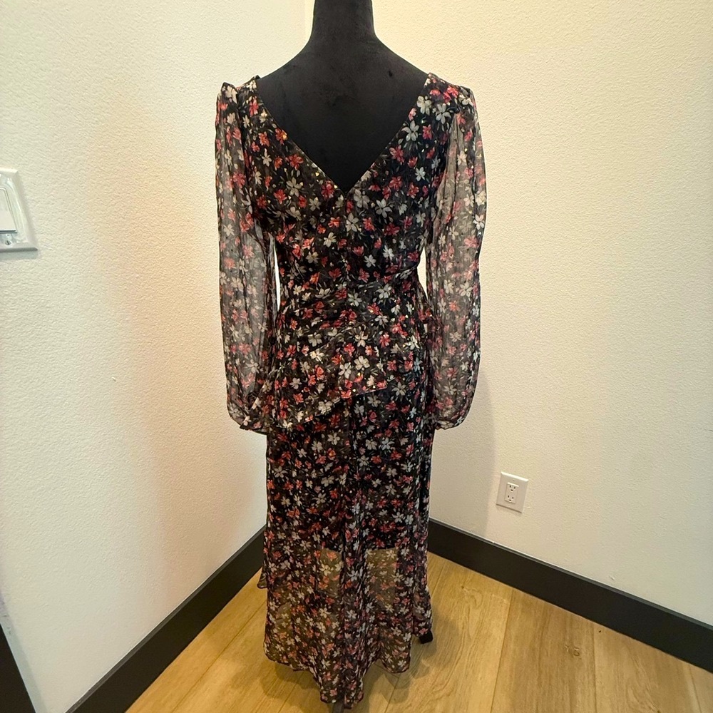 ASTR The Label Black Floral Chiffon Midi Dress – Size M - Picture 3 of 5